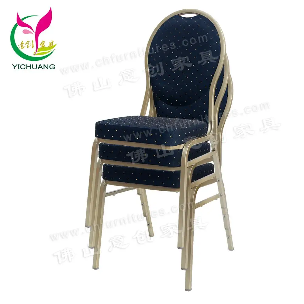 YC-ZL10-04 High Quality Fabric Cushion Dining Room Gold Aluminum Banquet Chair For Sale