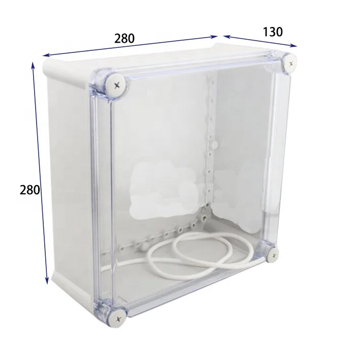 DE250 plastic electrical distribution box ip66 with transparent cover 280*280*130mm