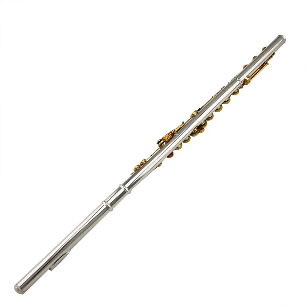 High Grade 17 open hole Silver plated body Gold plated key flute