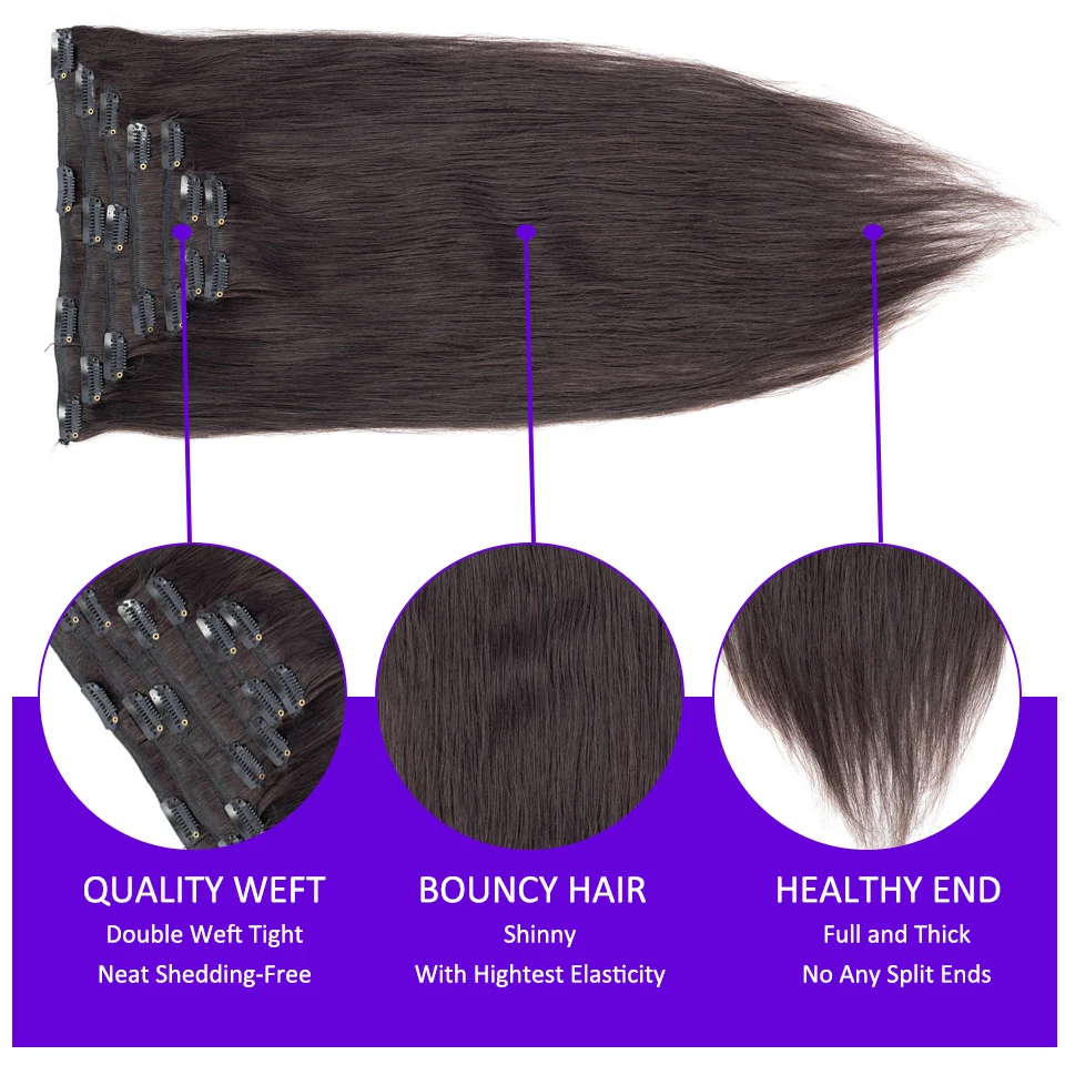 Clip in Brazilian Virgin Remy Human hair extensions