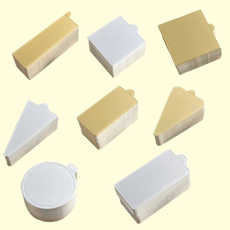 Оптовая продажа золотой и серебряный квадратный/круглый/прямоугольный/треугольный мини-фон для Мусса десертная доска для торта