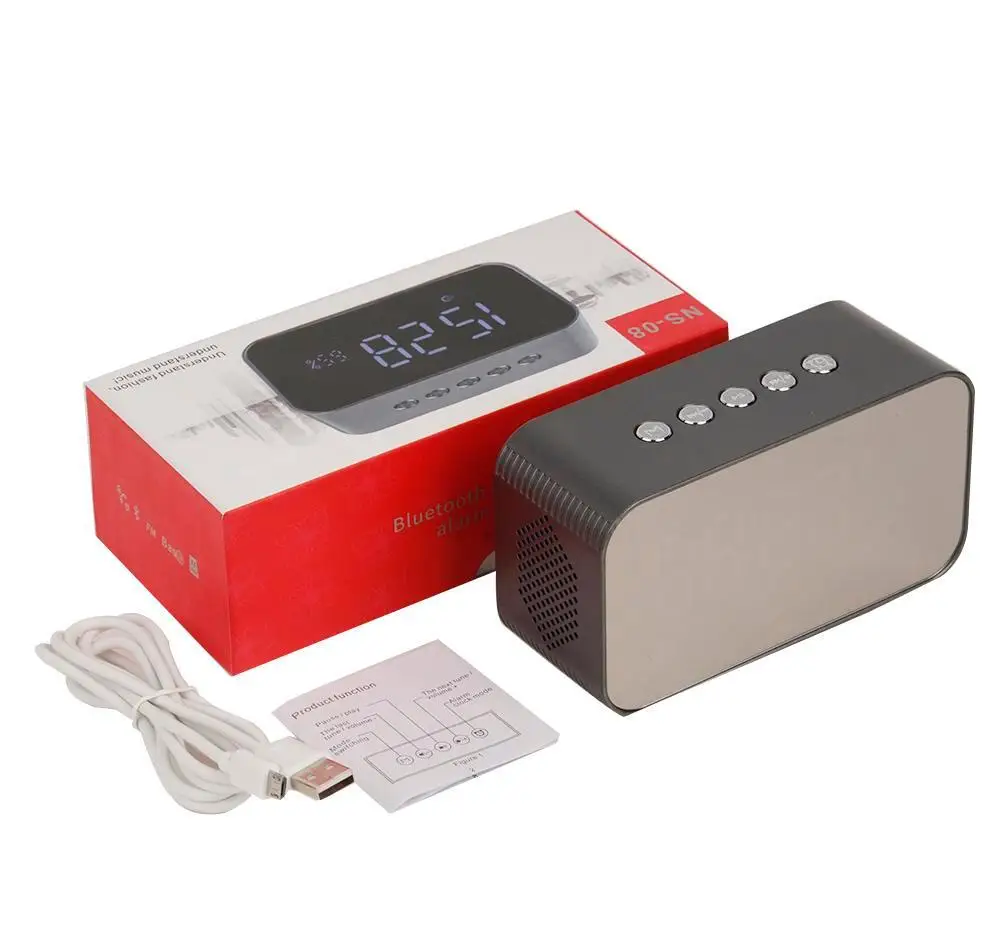 
Wholesale speaker Surround Sound Wireless Speaker Subwoofers FM Amplifier Radio Portable Alarm Clock Multifunction With LED Time 