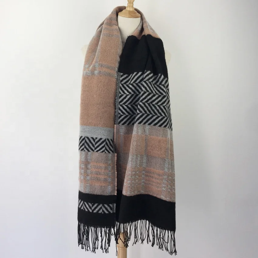 
Cashmere pashmina scarf double side multicolor winter plaid blanket acrylic scarf factory direct sale 