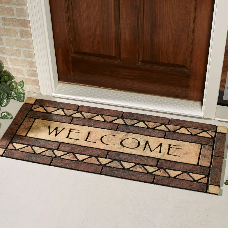 Luxury Double Door Extra Big Long Wide Large Recycled Rubber Crumb Outdoor Flocked Floor Door Mats