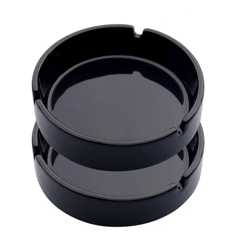 Round frosted black custom made print cigar glass ashtray with printing wholesale