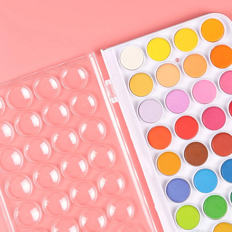 
12/24/36 Colors Professional Solid Watercolor Paints Paint Box with Paintbrush Bright Color Portable Watercolor Pigment Set 