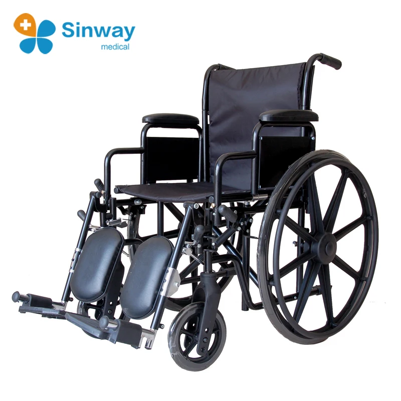 Steel Folding Bariatric  Medical Adjustable Folding Footrest Wheel Chair Wheelchair For Disabled People