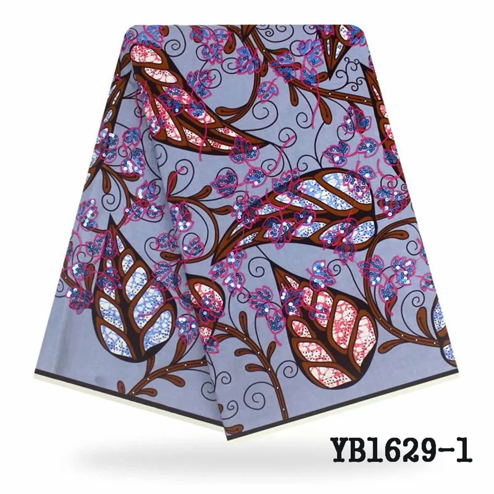 Nigeria lady fashion sequins African Ankara fabric 6 yards for party unique dress material quality one