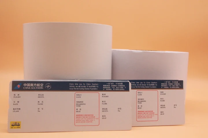 Professional standard useful best quality paper printed flight ticket airline raw material