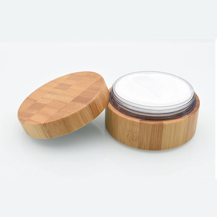 High Quality 1oz 30g 30 gram Elegant Empty Bamboo Cosmetic Powder Container 30g 30ml Bamboo Loose Powder Jar with Sifter and PAD