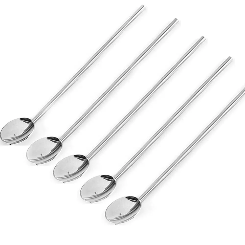 6 Types Stainless Steel Reusable Metal Straw Cocktail Spoon for Drinks