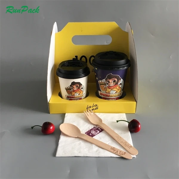 Топ дизайн пользовательские крафт картон Напитки Еда Вышивка крестом пакет забрать бумага подстаканник