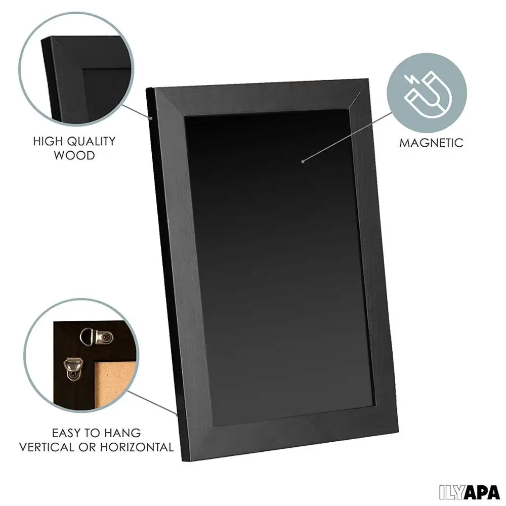 Деревенская деревянная Магнитная кухонная доска с черной рамкой, подвесная меловая доска для декора фермерского дома