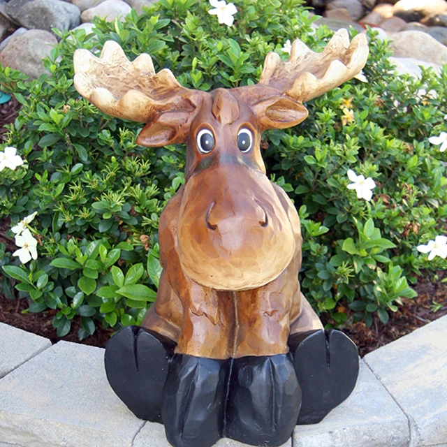 Wholesale Cute Christmas Sitting Resin Moose Statue