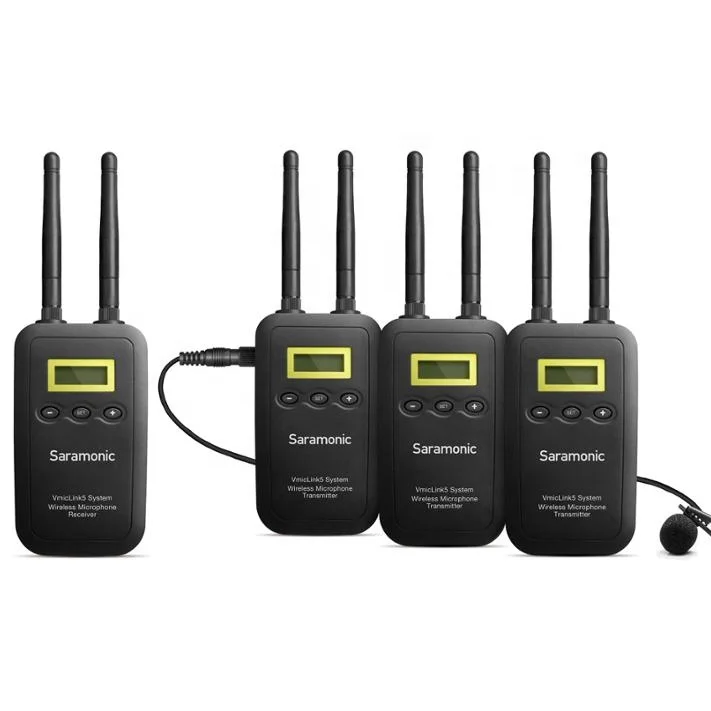 Цифровая беспроводная микрофонная система Saramonic VmicLink5 RX + TX с креплением камеры, с тремя передатчиками Bodypack и петличным Mi