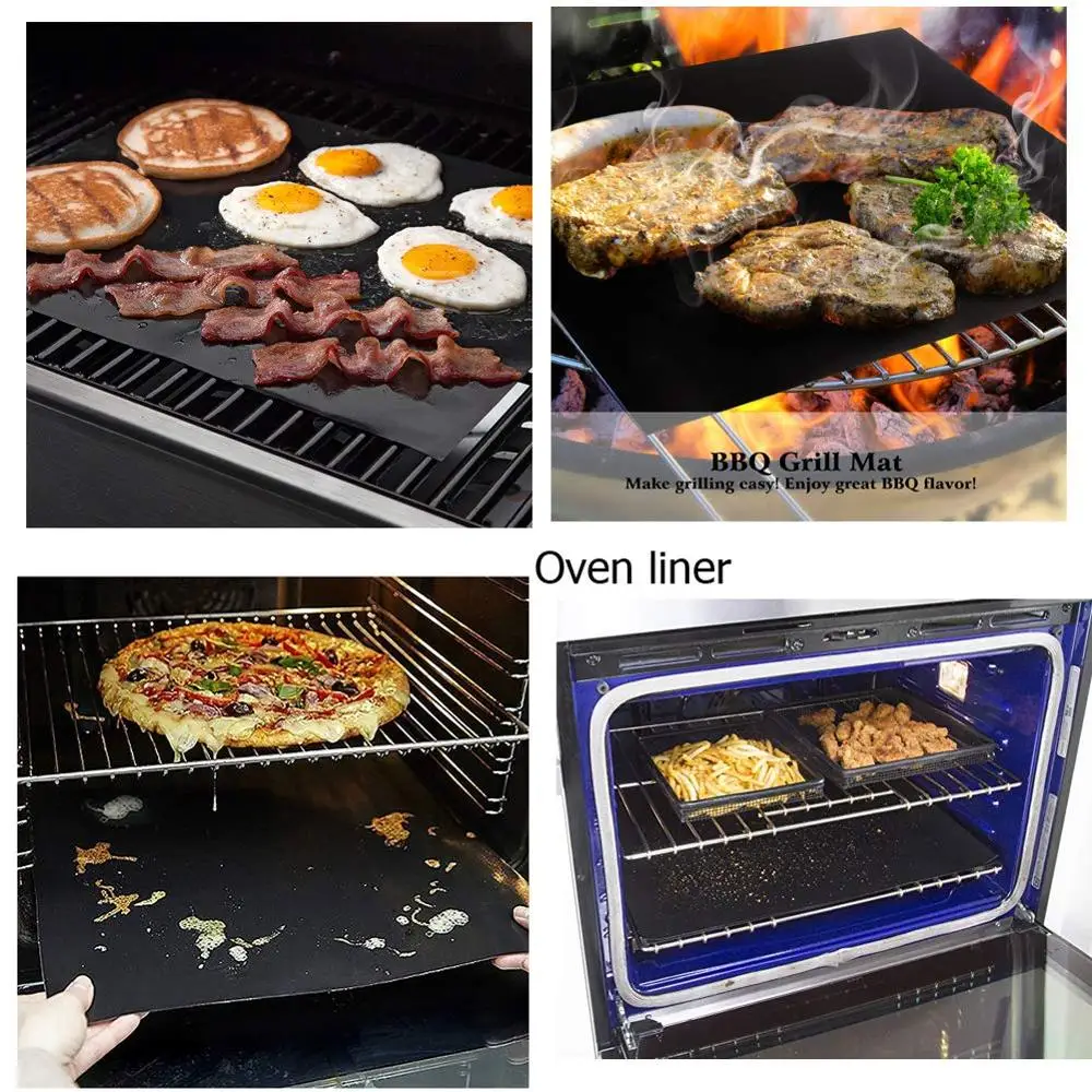 Black High Duty Use Gas Toaster Ovens Mat Reusable Oven Liner And Stove Burner Covers