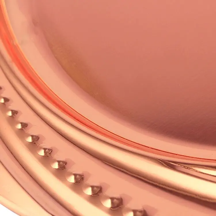 wholesale 30cm stainless steel wedding plate rose gold charger plate