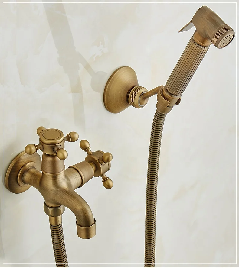 Classic Antique Brass Bathroom Shower Faucet Set with Muslim Handheld Bidet SF422