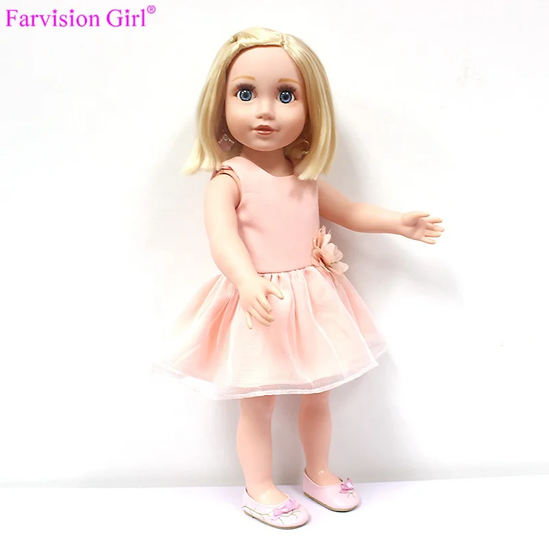 Custom 18 inch dolls made in China wholesale vinyl toy dolls with clothes and shoes