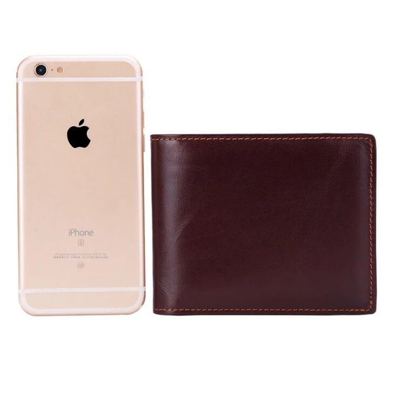 Dreamtop DTE524 exclusive top layer leather mens short wallet classic design handmade leather cow wallet