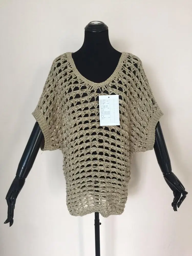 
2019 Summer latest women large size knitted loose pullover oversize hollow out sweater 