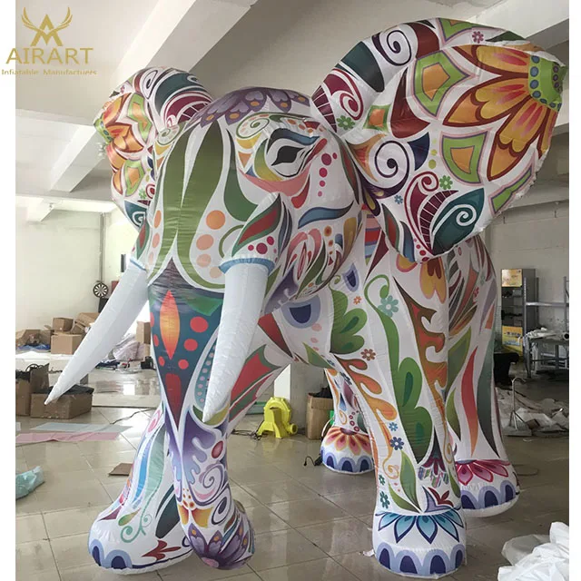 Hot sale 3m tall inflatable colorful elephant animal model for event decoration