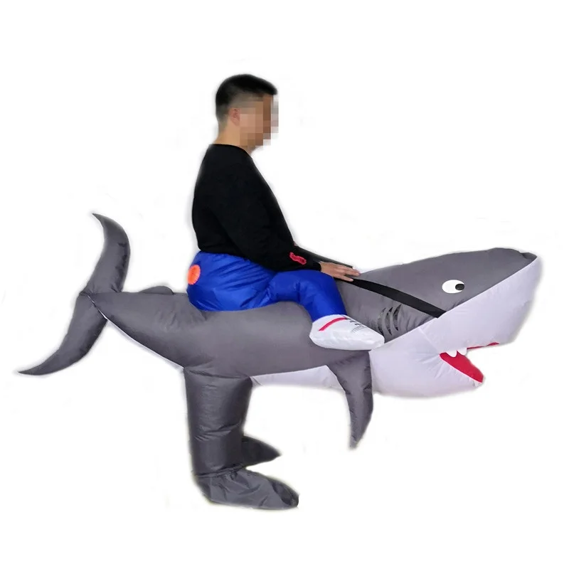 Factory Wholesale  Halloween Costume Animal Mascot  Funny Adult Inflatable Shark Costume