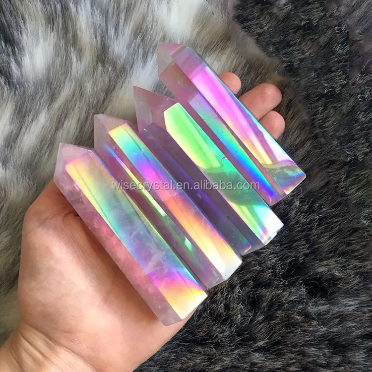 Bismuth Titanium angel aura quartz crystal point healing Colour Plating crystal