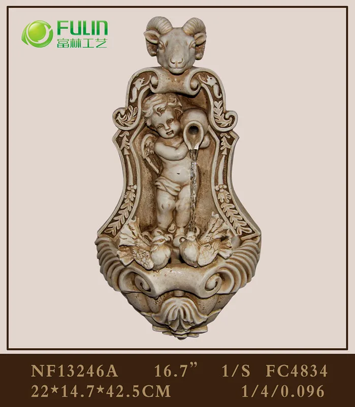 Factory customized resin angel water fountain indoor garden decorative waterfalls