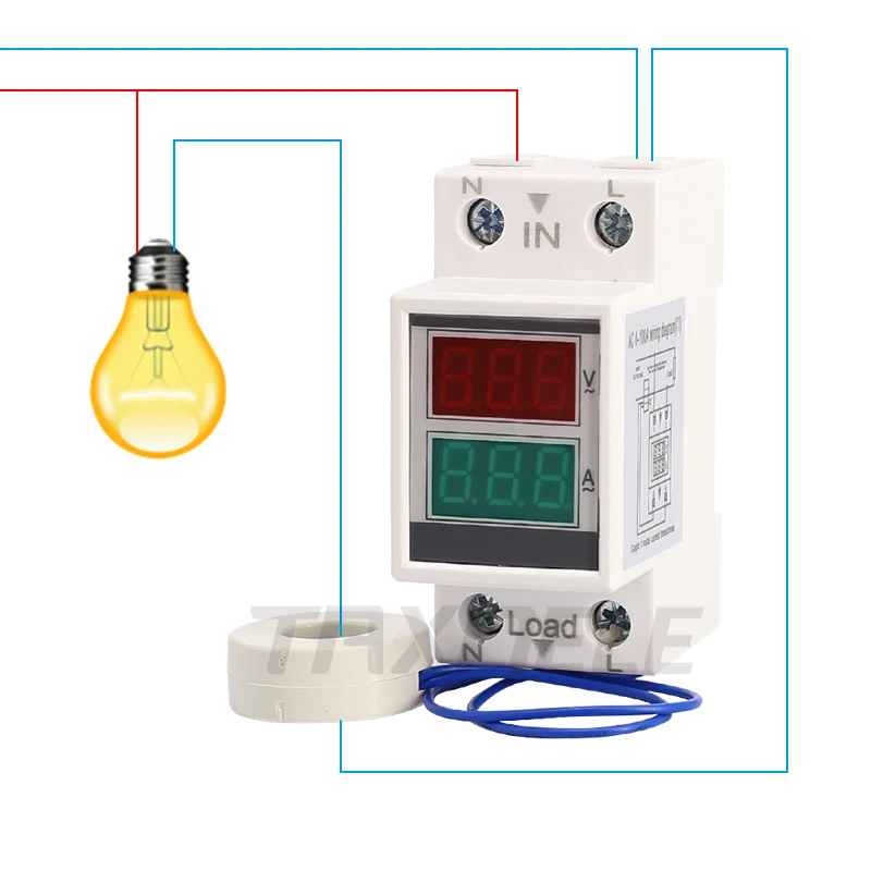 D37-2042 DIN rail Multi function Digital Meter AC 80-300V 0-100A 60A Ammeter Voltmeter Red Green LED Voltage Current Meter