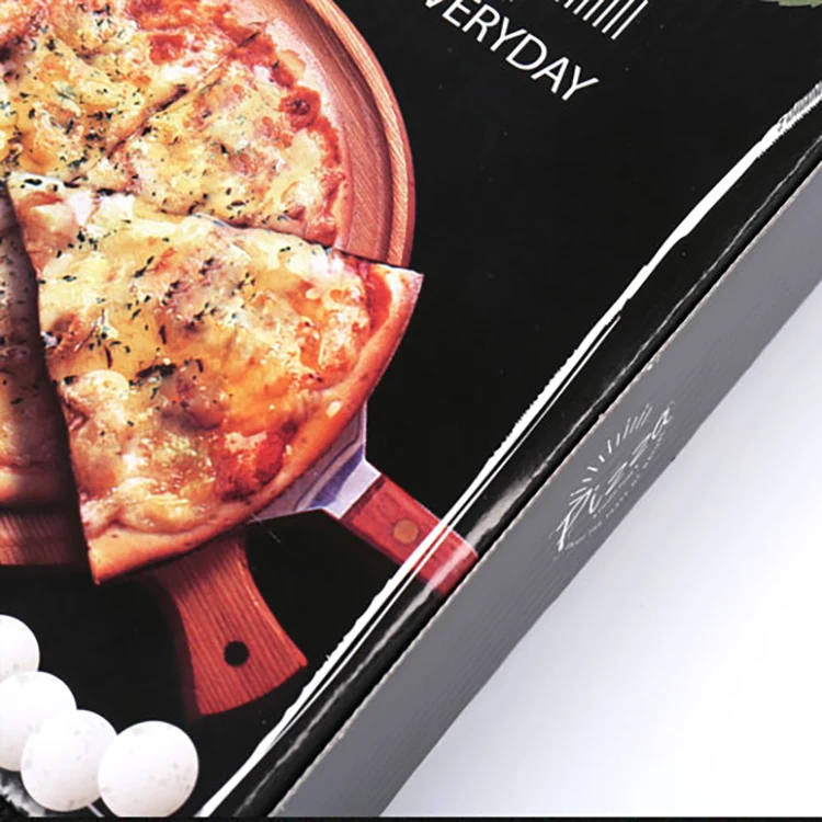 Custom Design Printed Eco Friendly Fast Delivery Black Paper Packaging Pizza Box