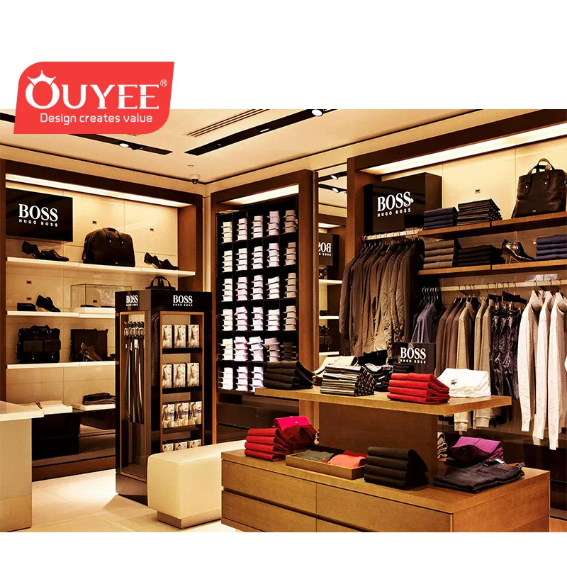 Custom Men Garment Shop Interior Design Clothing Store Fixtures Classic Men Clothing Showroom Design