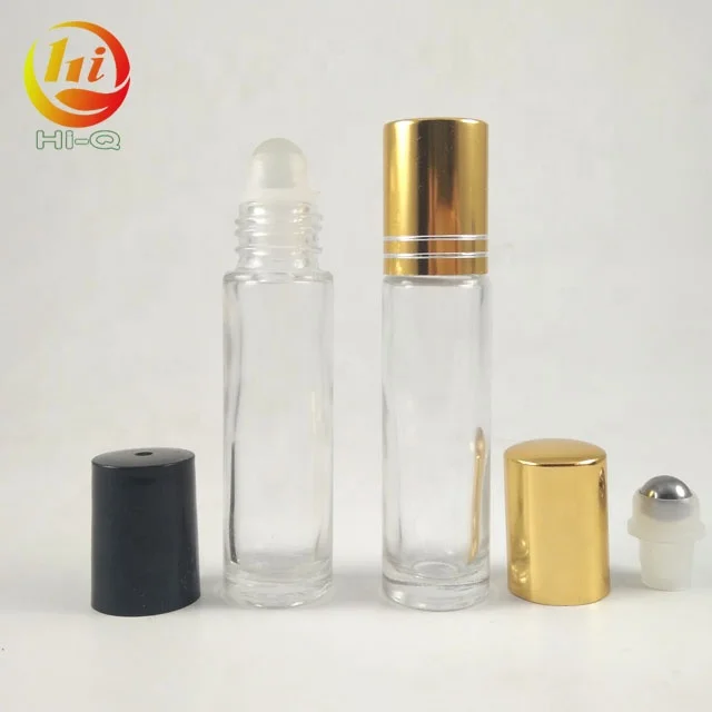 empty blue clear roll on bottle 10ml amber glass roller bottles with stainless steel / glass ball