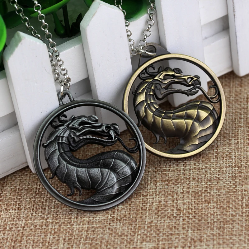 Movie Jewelry Fighting Games Mortal Kombat necklace dragon Jane Empire Vintage Big Pendant For Men Women Christmas Cosplay Gift