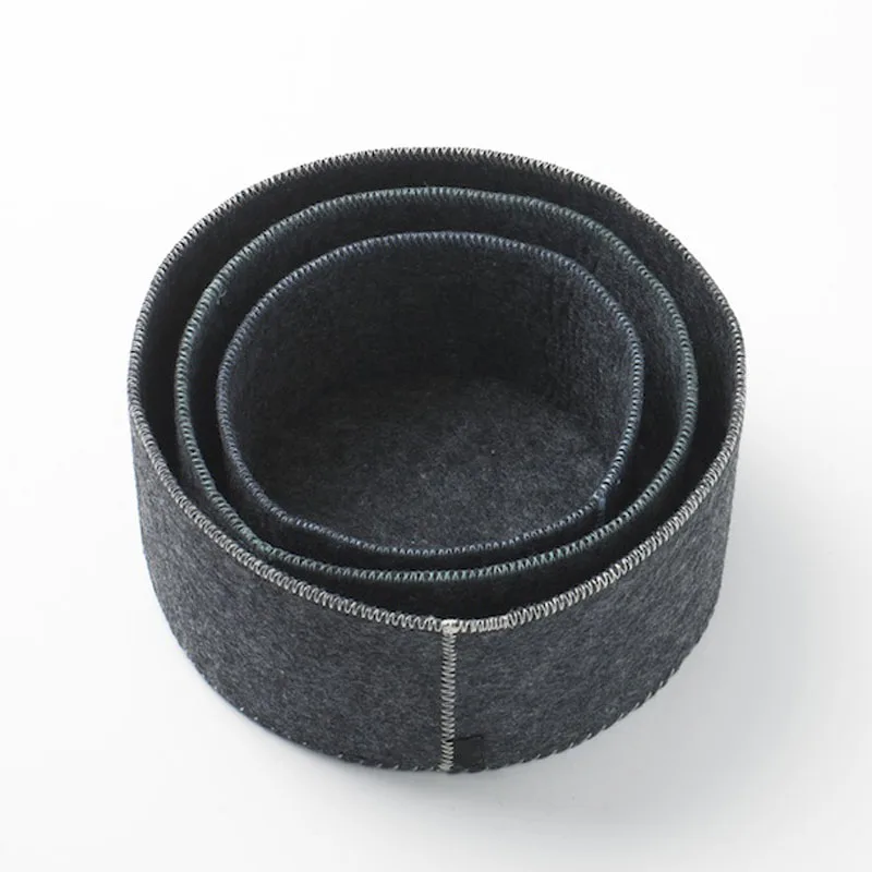 Grey color 3 pcs Set felt bread table tray durable stitching felt storage case