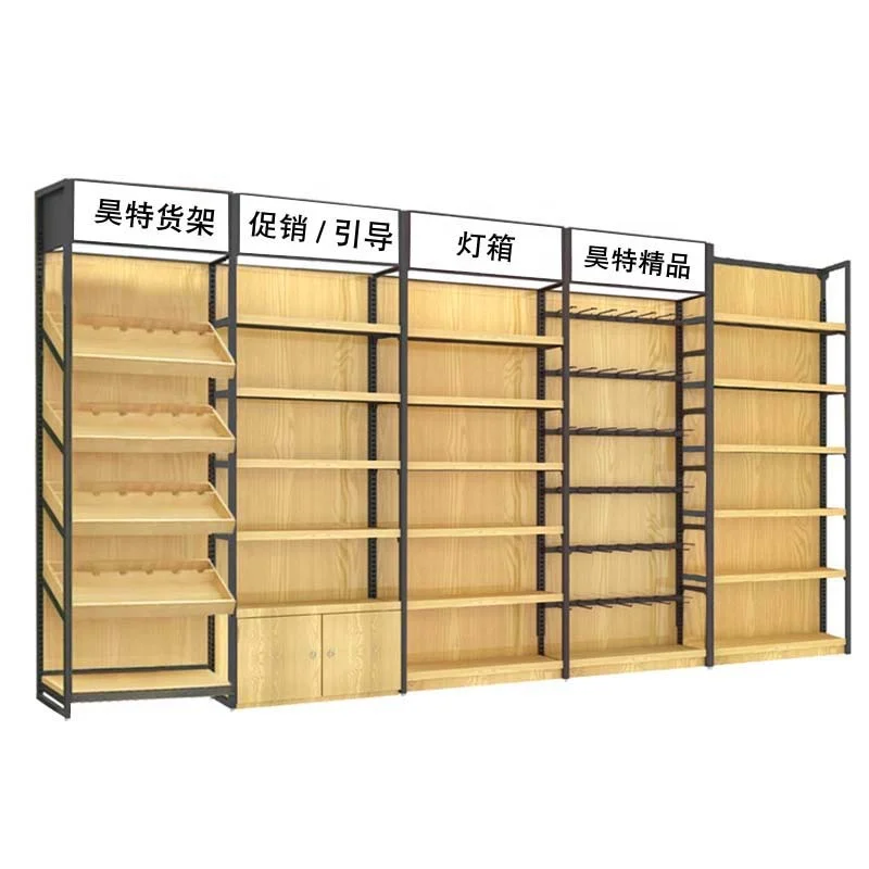 Китайское производство, дешевая односторонняя деревянная витрина, хорошая цена, полка для супермаркета