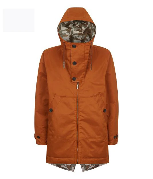 
Wholesale Casual Long Hooded Mens Cotton Jacket With Pockets 