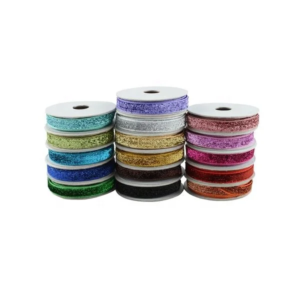 3/8 inch None Stretch Black Glitter Velvet Ribbon