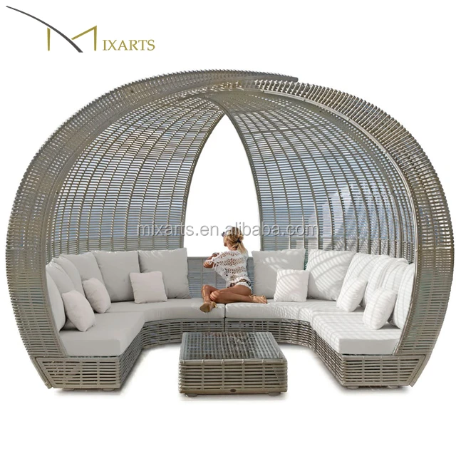 
Mixarts outdoor modern luxury beach rattan cabana bed 