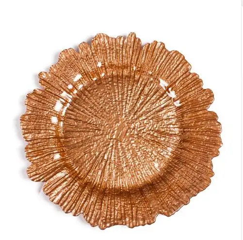 wholesale cheap fancy reef silver gold plastic wedding charger plates