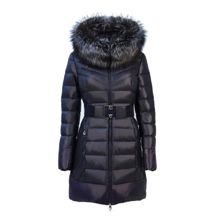 2021 Quilted high-end luxury women winter coat unique design down jacket with belt and fur