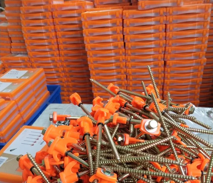 Promotional screw tent peg tent stake with plastic storage box for outdoor camping