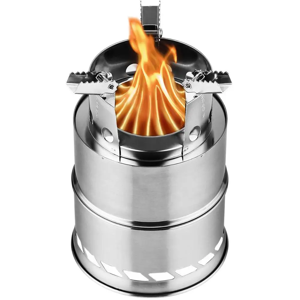 Amazon hot sell  portable stainless steel folding wood stove wild picnic camping firewood stove