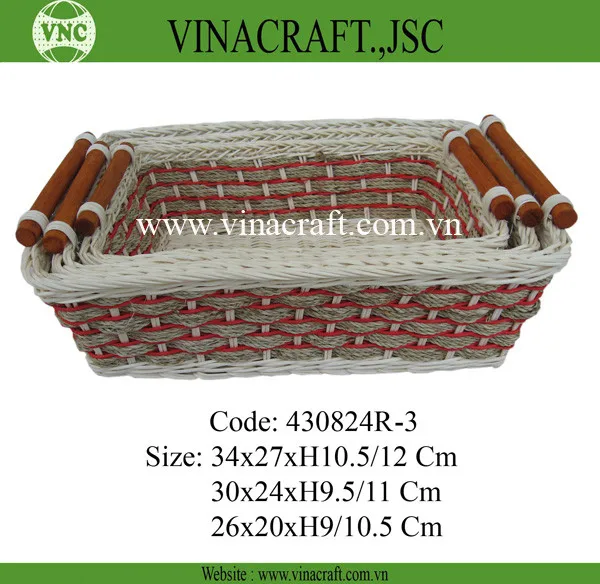 Wholesale Vietnam Woven rectangle Storage gift Rattan Basket for home