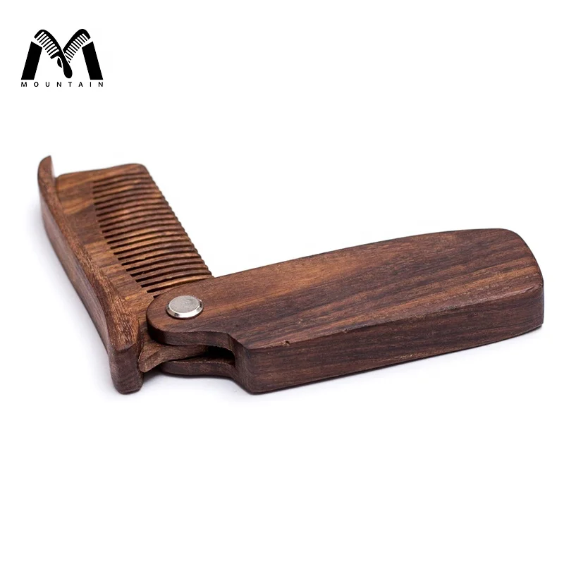 Professional Wholesale Custom Logo Durable Foldable Wood Beard Straightening Brush