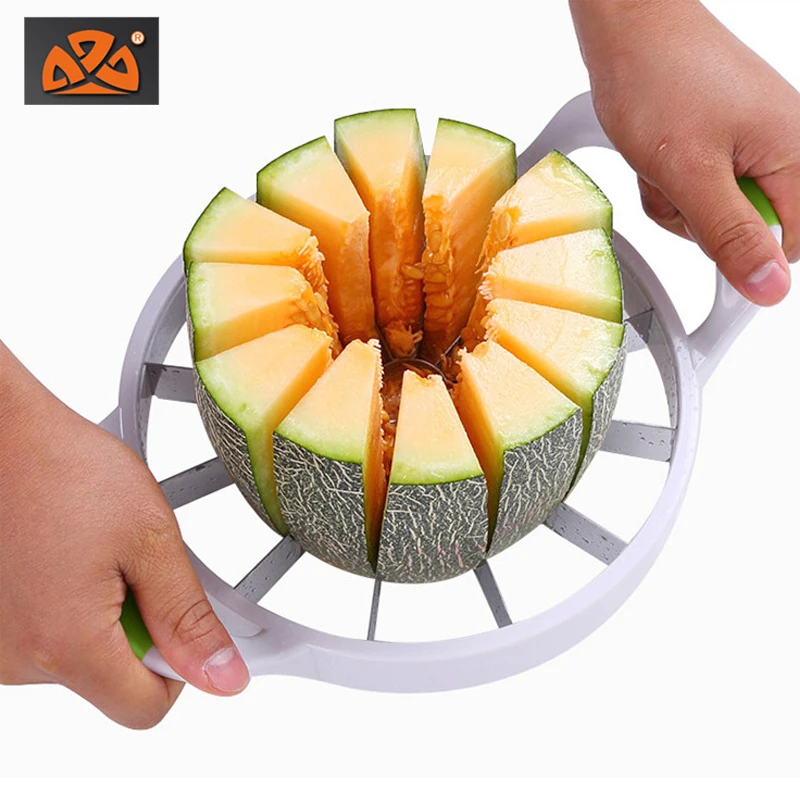 Extra Large Watermelon Slicer Home Stainless Steel Fruit Cutter Peeler Corer Server for Cantaloup
