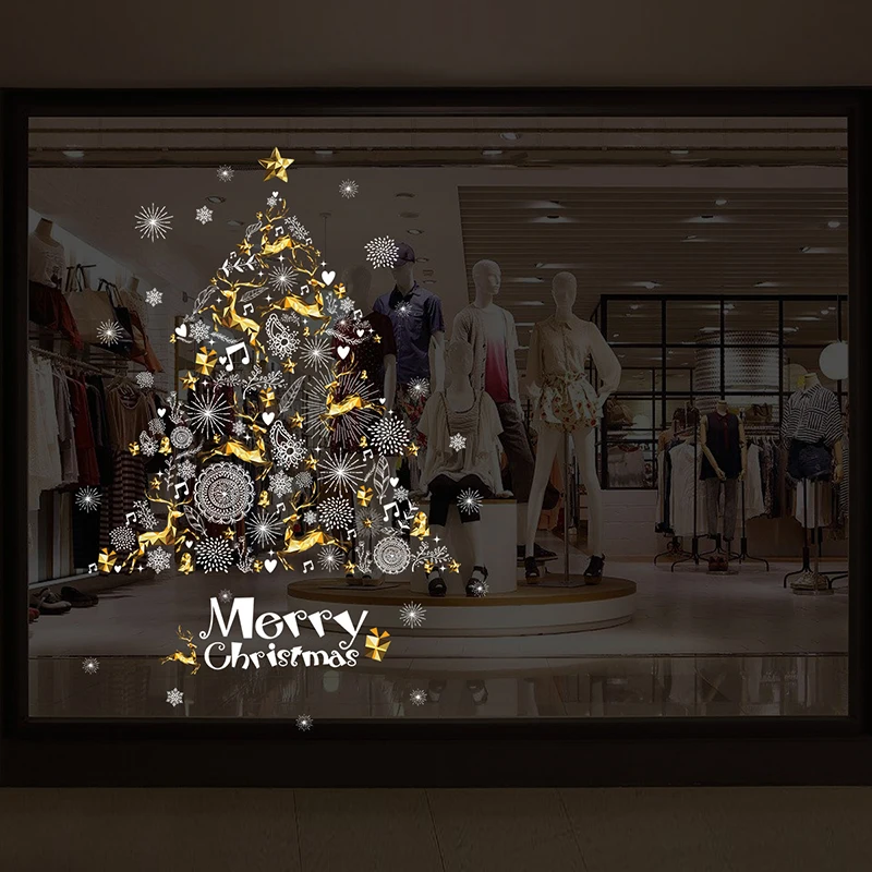 Новый дизайн наклеек на окно с Рождеством Настенная Наклейка 3D наклейки на окна дома магазина