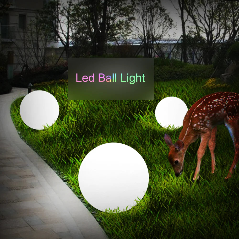
remote rgb colors changing illuminated led ball light battery rechargeable / solar powered landscape outdoor big ball light 