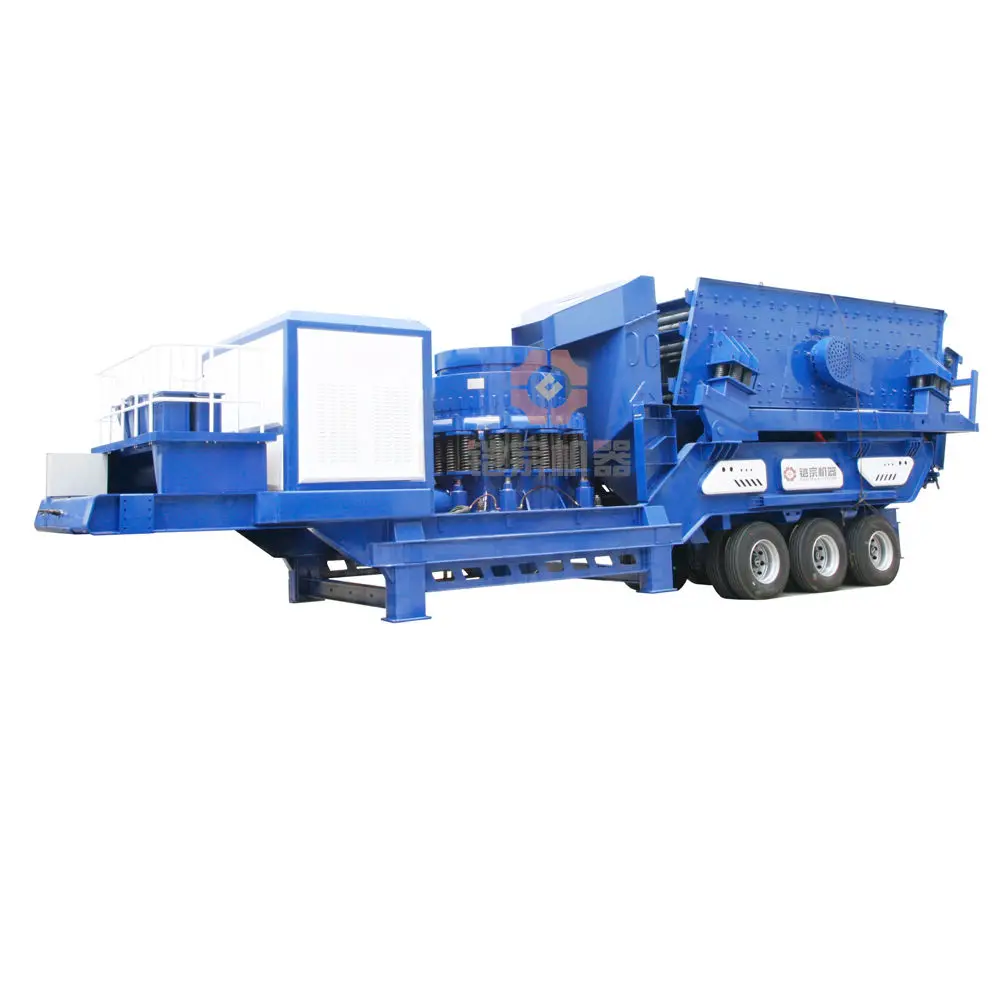 
Automatic Self-support Mobile Rock Crushing Machine with Tyre Truck 