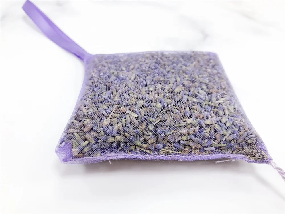 
Custom small wardrobe fragrance mesh purple air freshener organza dry flower lavender scented sachet 